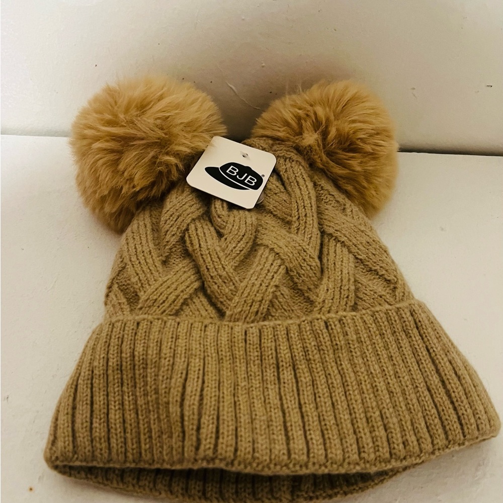 bjb hats with two pom poms